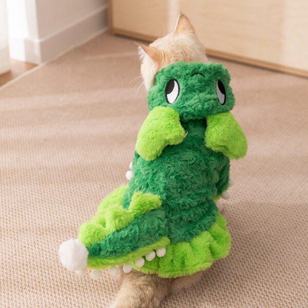 Autumn & Winter Faux Rabbit Fur Dinosaur Costume, Halloween Funny Pet Apparel for Cats and Dogs