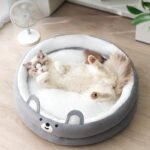 Round Pet Bed for Cats & Small to Medium Dogs (Teddy), All-Season Universal Cat Nest & Dog Cushion
