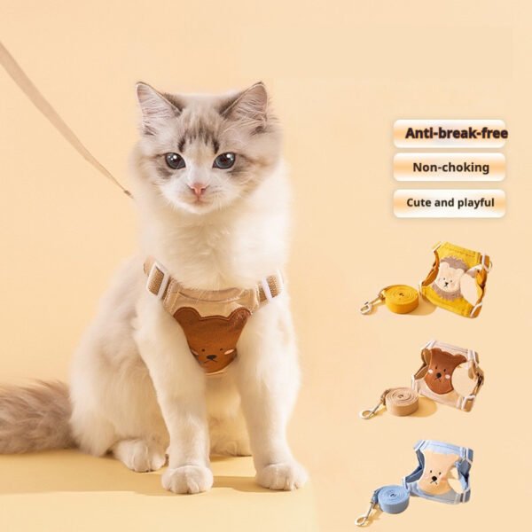 Escape-Proof Cat Harness and Leash Set, Adjustable Vest-Style Pet Harness for Cats & Dogs, Outdoor Walking Pet Leash