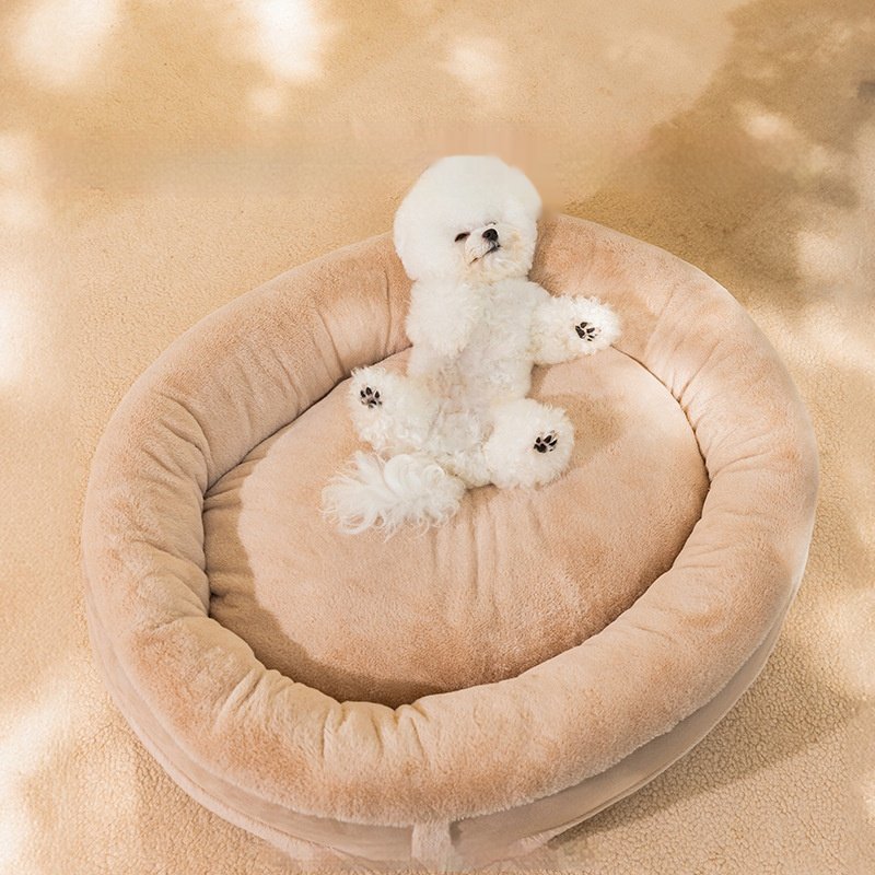 主图_3。0 All-Season Round Pet Bed, Thickened & Warm Dog Bed for Small/Medium Dogs and Cats - Image 1