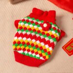 Autumn & Winter Cat Sweater with 3D Floral & Color Stripes, Festive Christmas-Themed Pet Apparel for Cats - Image 4