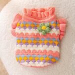 Autumn & Winter Cat Sweater with 3D Floral & Color Stripes, Festive Christmas-Themed Pet Apparel for Cats - Image 5