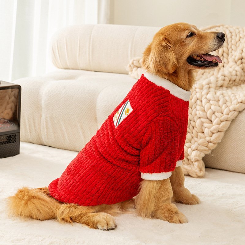 主图_01 Autumn & Winter Universal Thickened Warm Coral Fleece Dog Sweater for Large Breeds (Golden Retriever, Labrador Retriever) Pet Apparel - Image 1