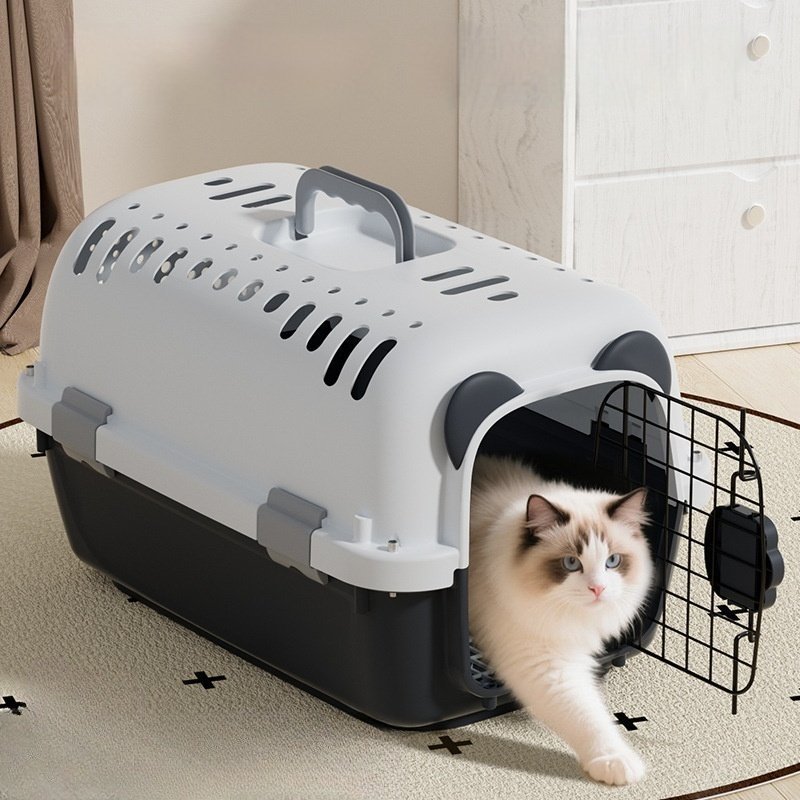 主图_01。0 Cute Bear Pet Airline Carrier, Portable Travel Crate for Cats & Dogs, Breathable Large-Capacity Pet Transport Bag - Image 1