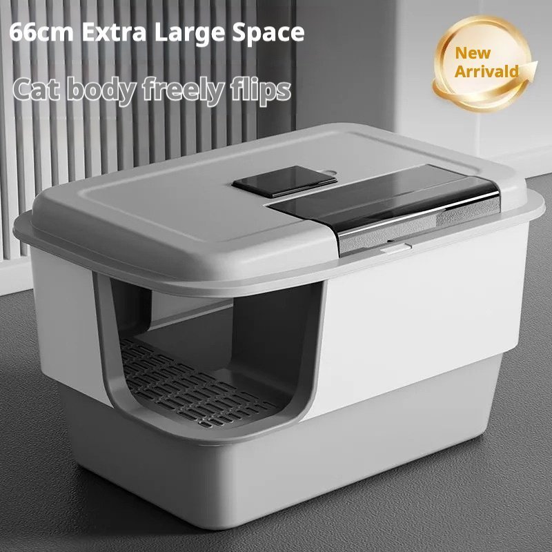 主图_1。0 New Arrival Hooded Corridor Cat Litter Box, Fully Enclosed Anti-Splashing Kitty Toilet with Lift-Up Lid - Image 1