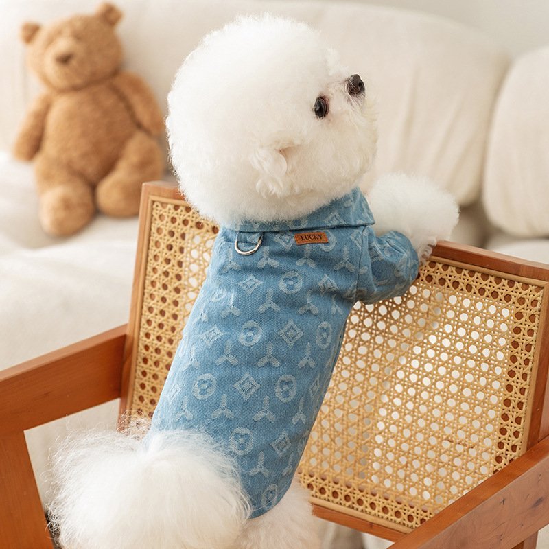 主图_3 Autumn Pet Denim Jacket with Traction Function, Apparel for Small-Sized Cats & Dogs - Imagen 1